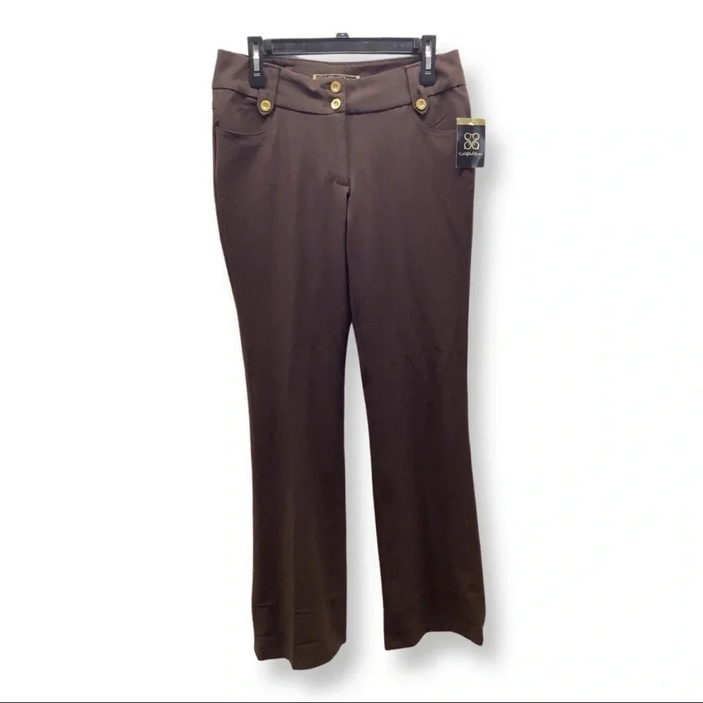 South Pole Collection Size 9 Brown Wide Leg Pants W/Gold Buttons. New With Tags.